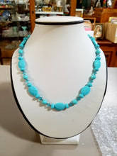 Load image into Gallery viewer, FACETED TURQUOISE LOOK NECKLACE AND EARRINGS