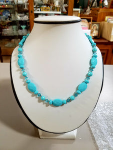 FACETED TURQUOISE LOOK NECKLACE AND EARRINGS