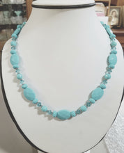 Load image into Gallery viewer, FACETED TURQUOISE LOOK NECKLACE AND EARRINGS