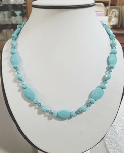 FACETED TURQUOISE LOOK NECKLACE AND EARRINGS