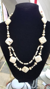 MAGNESITE DOUBLE STRAND NECKLACE SET