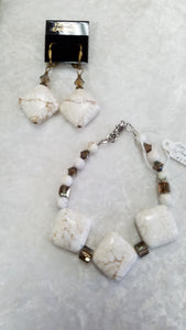 MAGNESITE DOUBLE STRAND NECKLACE SET