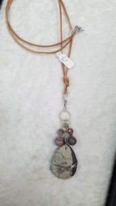 MATTE TERRA ROSA JASPER PENDANT LEATHER NECKLACE