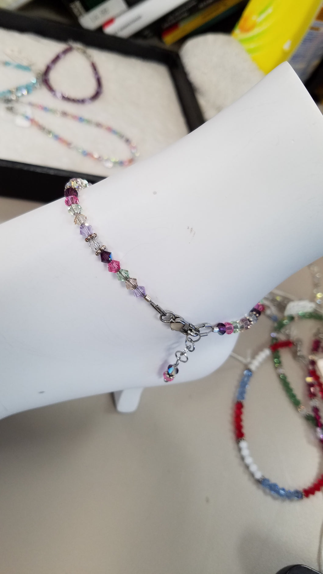 SWAROVSKI CRYSTAL ANKLET WITH STAINLESS STEEL CLASP