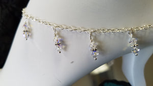 SWAROVSKI CRYSTAL ANKLET WITH STERLING SILVER ROLO CHAIN