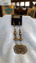 Load image into Gallery viewer, EARRINGS ANTIQUE BRASS DANGLE LEVER BACKS EARRINGS