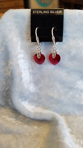 STERLING SILVER SWAROVSKI CRYSTAL HEART EARRINGS