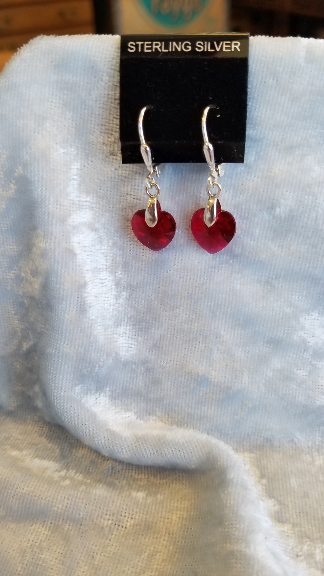 STERLING SILVER SWAROVSKI CRYSTAL HEART EARRINGS