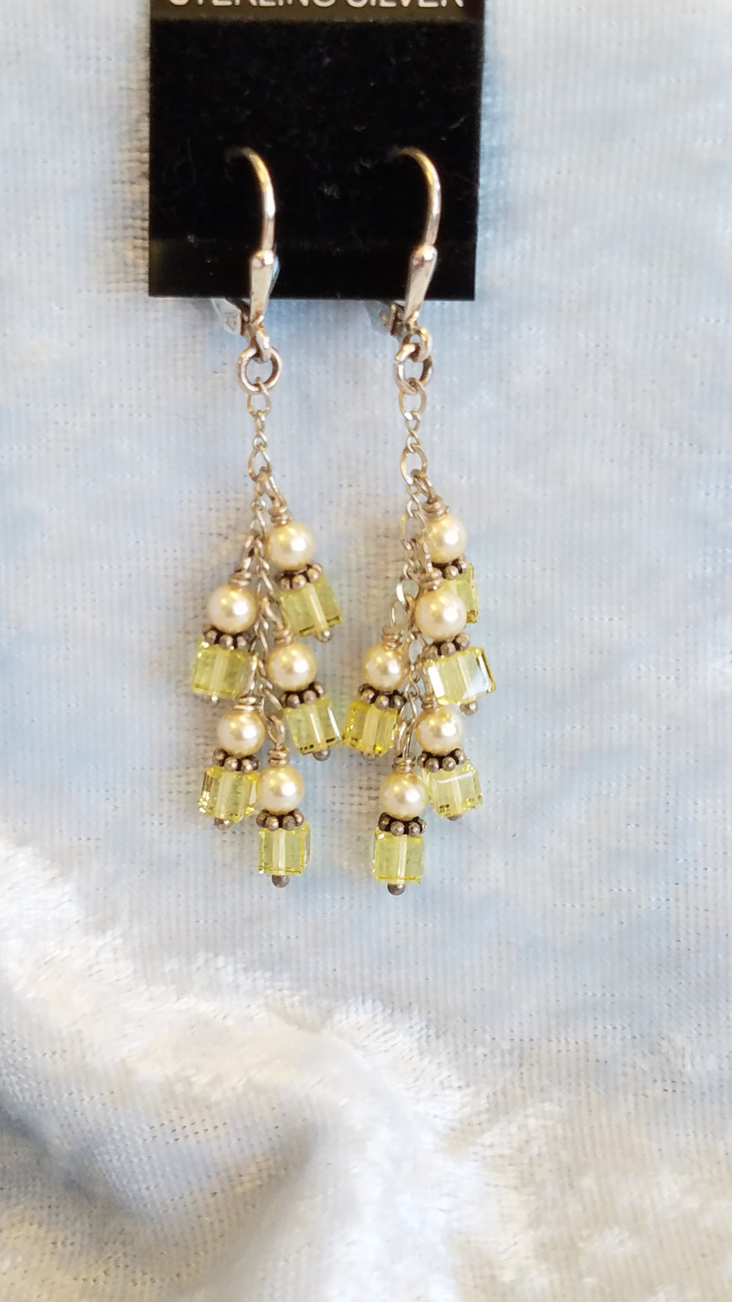 STERLING SILVER SWAROVSKI CRYSTAL DROP EARRINGS