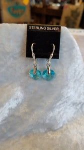 SWAROVSKI TURQUOISE HEART STERLING SILVER EARRINGS