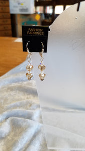 SWAROVSKI DOUBLE HEART SILVER PLATED EARRINGS