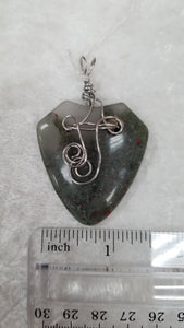 MOSS AGATE PENDANT WRAPPED IN STAINLESS STEEL