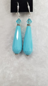 TURQUOISE COLOR EARRINGS WITH SWAROVSKI CRYSTAL