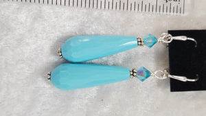 TURQUOISE COLOR EARRINGS WITH SWAROVSKI CRYSTAL