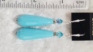 TURQUOISE COLOR EARRINGS WITH SWAROVSKI CRYSTAL