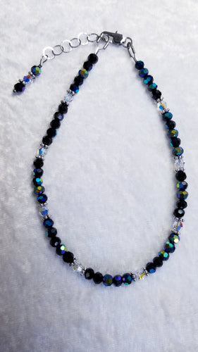 BLACK AURORA BORELIS SWAROVSKI CRYSTAL ANKLET