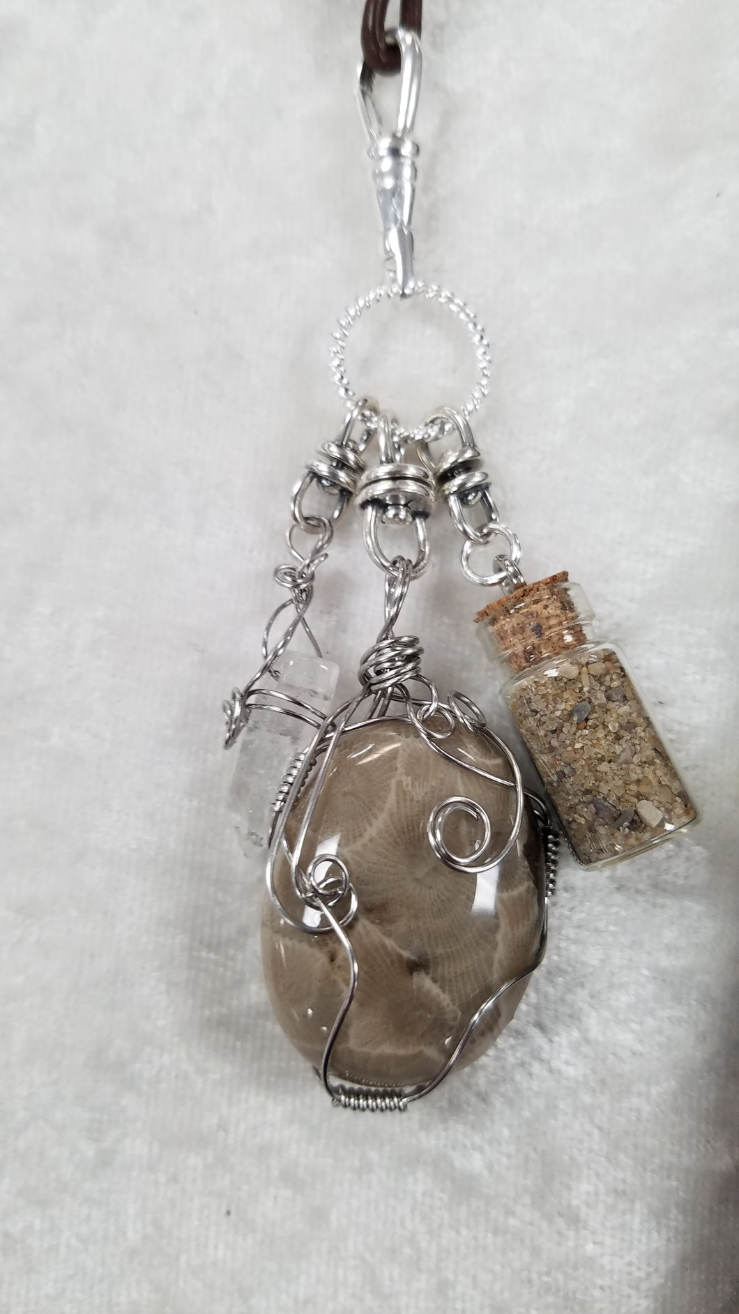 Michigan Petoskey Stone Leather Necklace