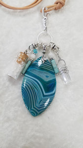 BEAUTIFUL TURQUOISE COLOR AGATE LEATHER NECKLACE